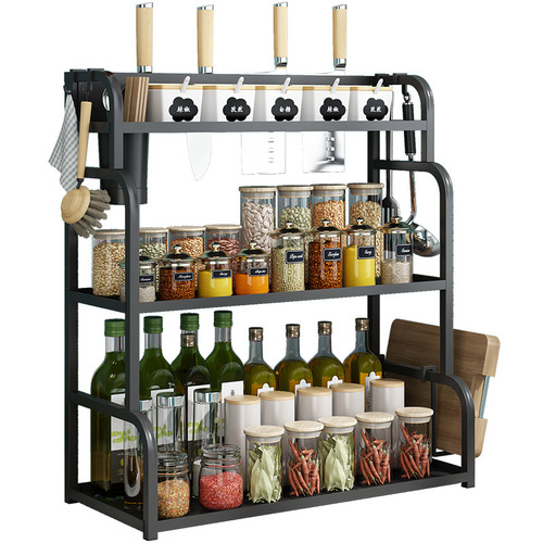 Kitchen condiment storage rack chopsticks knife holder countertop multi-functional seasoning kitchen utensils storage rack multi-layer bottles and jars