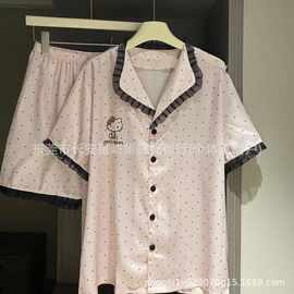波点花边kitty猫睡衣女夏季短袖日系学生家居服套装外穿可爱风