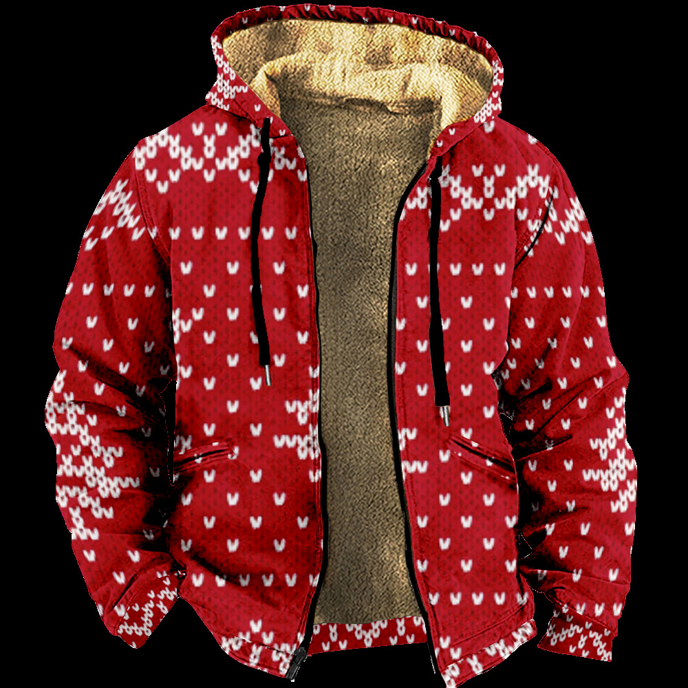 Ropa de invierno engrosada con forro polar transfronterizo Forro de doble capa de Santa Claus Chaqueta acolchada de algodón de terciopelo grueso Cremallera Bolsa de excavación Chaqueta acolchada de algodón cálido
