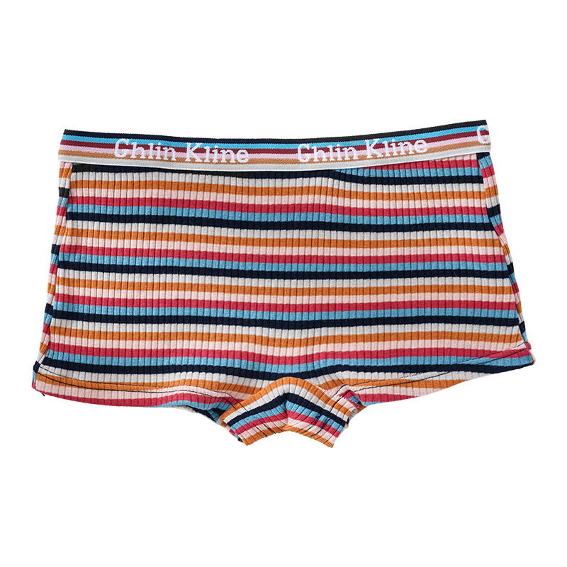 Calzoncillos Boxer a rayas retro Calzoncillos Boxer de cintura media para mujer moda europea y americana más ropa interior de algodón ropa interior sin exposición