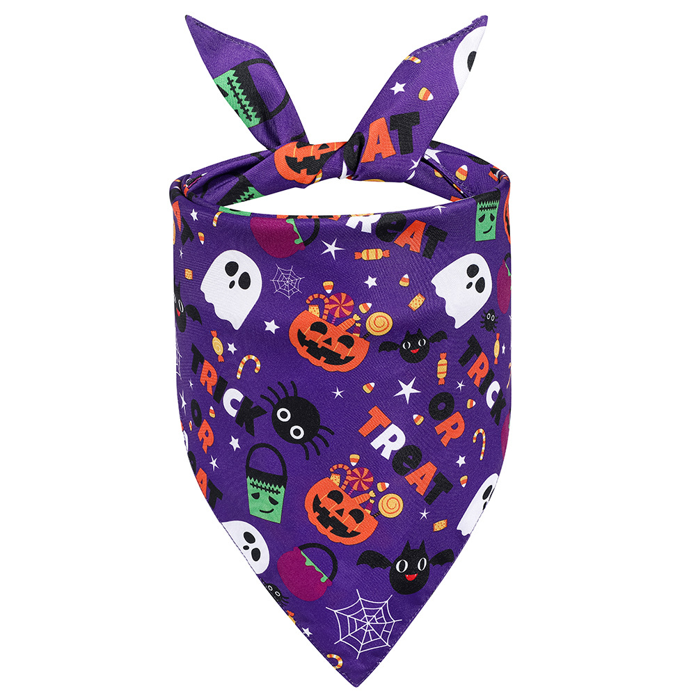 Fabricante en stock transfronterizo exclusivo para mascotas bufanda perro saliva toalla mascota Toalla de triángulo de Halloween mascota Toalla de saliva