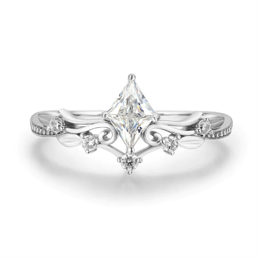 5g Weight Zircon Inlay Material 925 Sterling Silver Zircon Rhombus Rings 925 Sterling Silver Rings