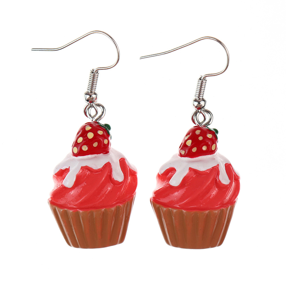 1 Paire Mignon Sucré Fruit Forme De Cœur Plastique Résine Des Boucles D'oreilles display picture 5