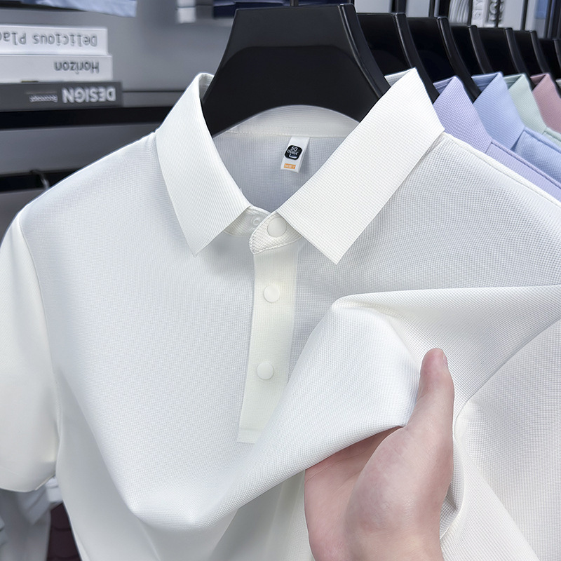 Wenyu ハイエンドアイスシルク中年男性半袖ポロシャツ夏の Tシャツ 2025 新しいルーズ Tシャツトップ|undefined