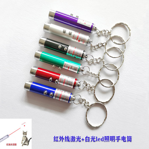 Mini Aluminum Alloy Infrared Teaching Pen Funny Cat Laser Pen Pet Supplies Wholesale LED Flashlight Key Light