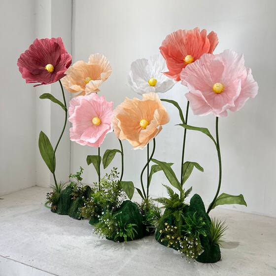 Paper Flower Flower Art Poppy Simulation Finished Flower Background Decoration Wedding Props Shopping Mall Window Decoration Beautiful Chen Decoration