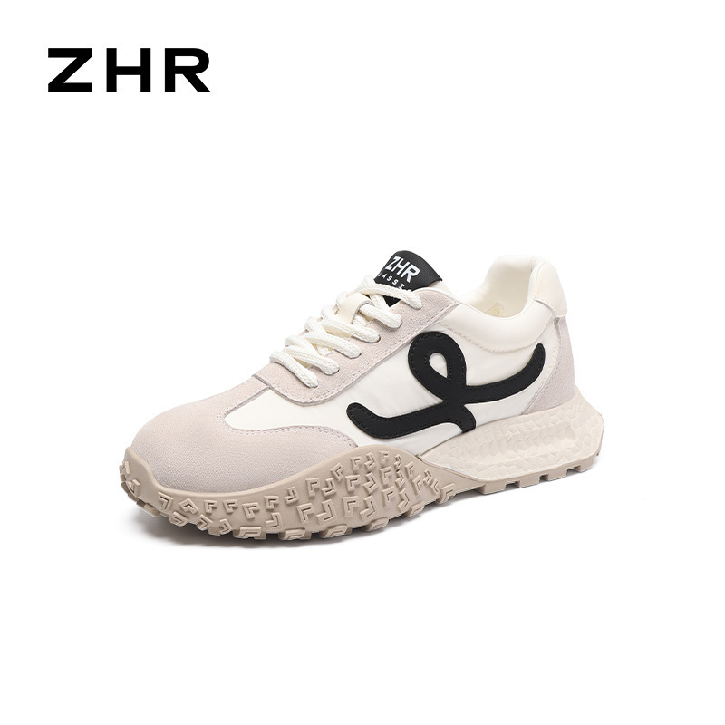 ZHR则则头层猪皮厚底老爹鞋女软底阿甘鞋女多巴胺德训鞋女春秋款|undefined