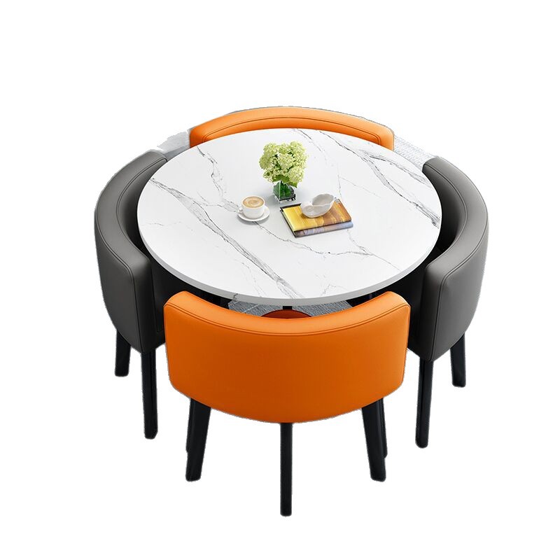Simple Recepción y negociación pequeña mesa redonda mesa de recepción negociación reunión mesa de invitados y silla traje Oficina área de descanso mesa y silla combinación