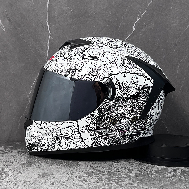 LVS casco de la motocicleta estándar nacional de los hombres y las mujeres del casco completo de doble lente de invierno motocicleta eléctrica Bluetooth cabeza Gris Cuatro Estaciones