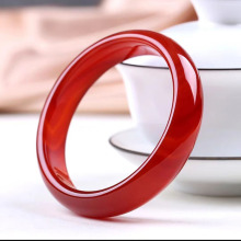 正品天然红玛瑙高冰马料红宝石红正圈旺夫镯玉手镯显白时尚款