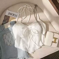 Pure Desire сексуальный кружевной топ с лямкой на шее и бантом, дизайн для горячих девушек с нагрудной подкладкой, топ без рукавов, красивый топ на спине для женщин