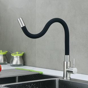 304 stainless steel universal single cold faucet color brushed kitchen rotating curved kitchen dish basin faucet
