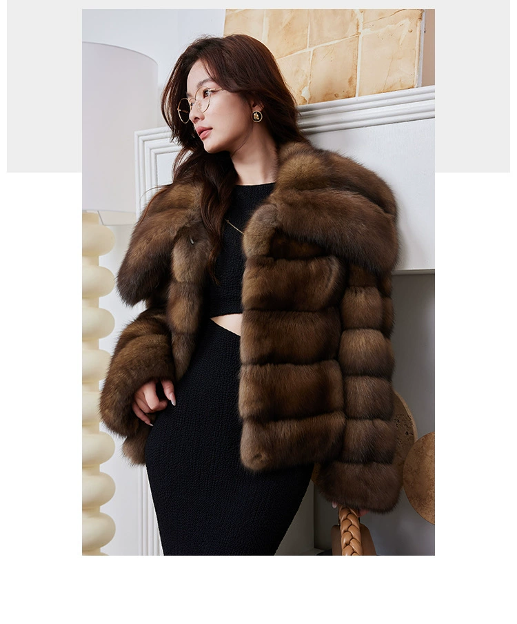 Имитированная норская шуба, стиль Angel Wings, коричневый, короткий объемный дизайн, S–XL