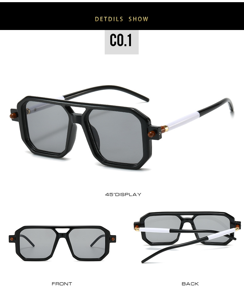 Basic Streetwear Geometric Ac Square Full Frame Men's Sunglasses display picture 4