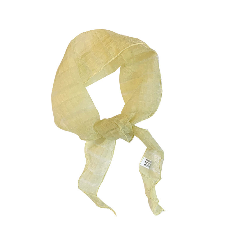 Bufanda triangular babero femenino nuevo estilo literario todo-fósforo cuello bufanda pequeña bufanda de seda pañuelo de sensación de alta calidad accesorios para el cabello pastoral femenino de verano