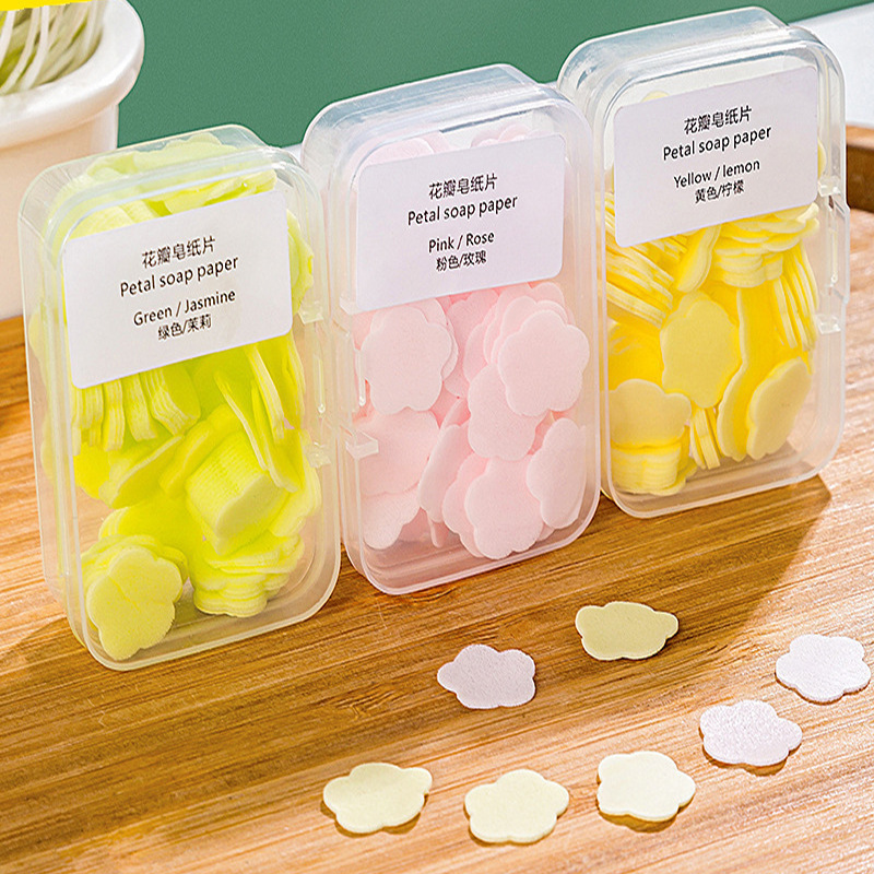使い捨て石鹸タブレット、携帯用石鹸紙、学生や子供向けの抗菌ミニ花びらハンドウォッシュタブレット|undefined