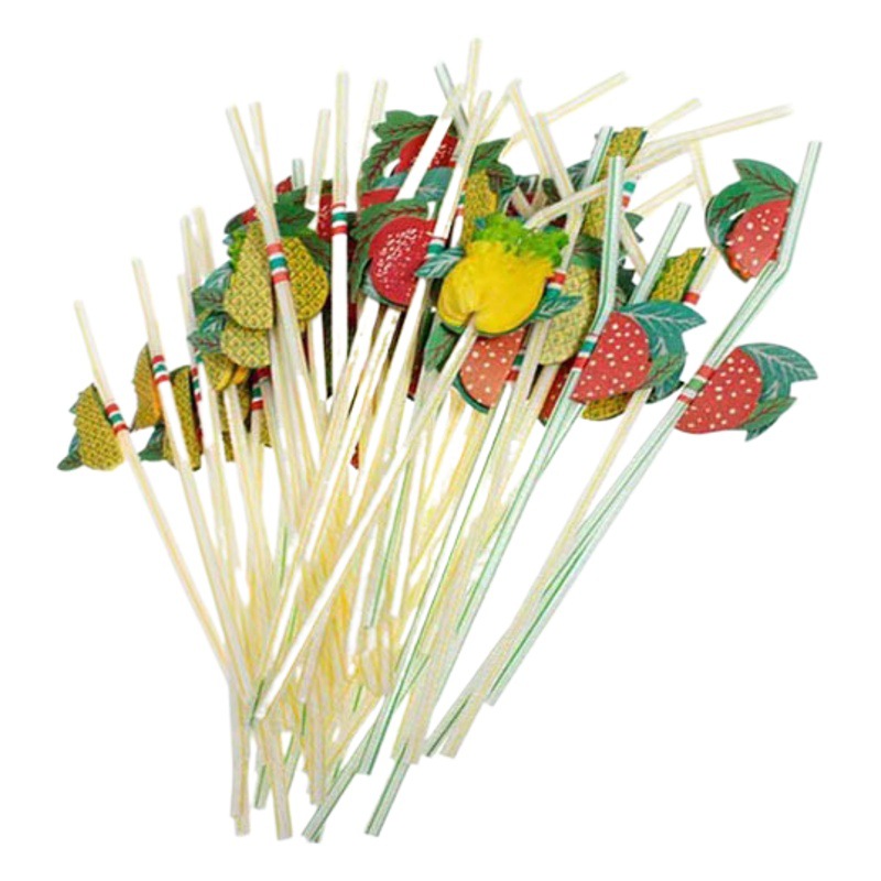 Paja hawaiana transfronteriza creativa 3D panal decoración de la fruta paja de plástico desechable tira de color fluorescente