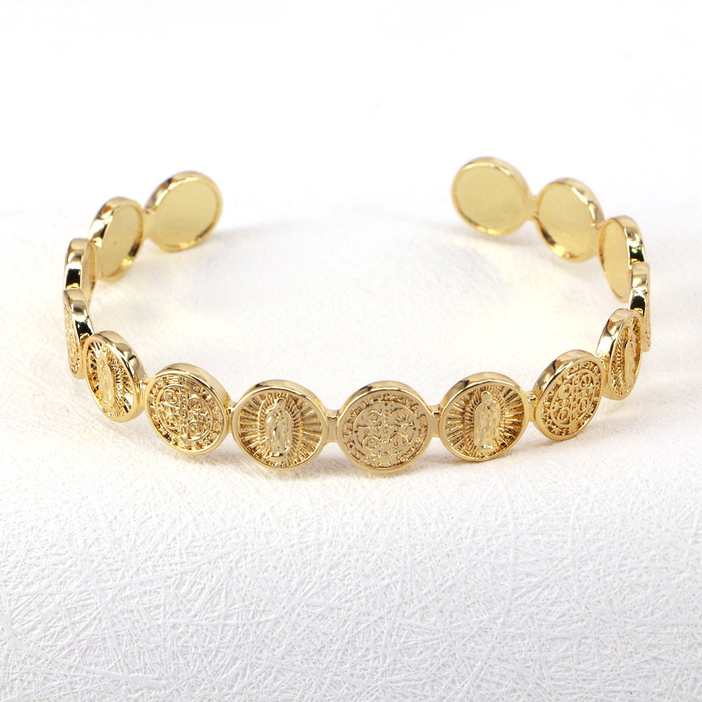 Pulsera De Cobre Ajustable Chapado En Oro Simple Moda Retro display picture 2