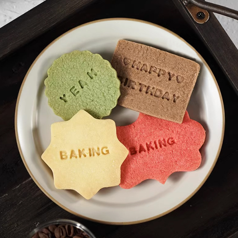 Molde de prensa de galletas pp, símbolo alfanumérico, impresión de tipo móvil, herramienta para hornear, molde de sello de sello