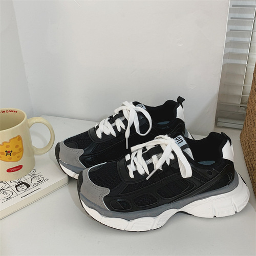  Autumn breathable Korean style versatile dad shoes for women Korean style casual thick-soled sneakers student Hong Kong style women's shoes