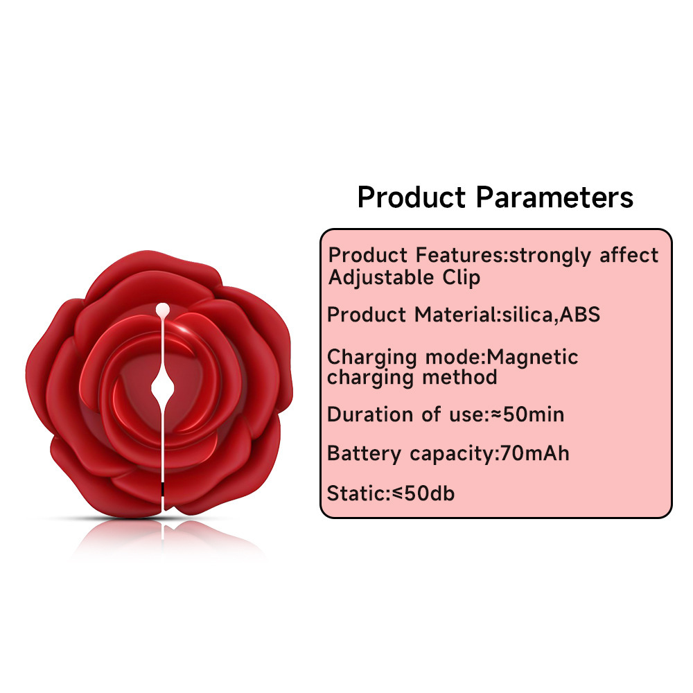 Remote Control Rose Vibrating Clamps, 10-Frequency USB Rechargeable Nipple & Labia Massager — detail image 4