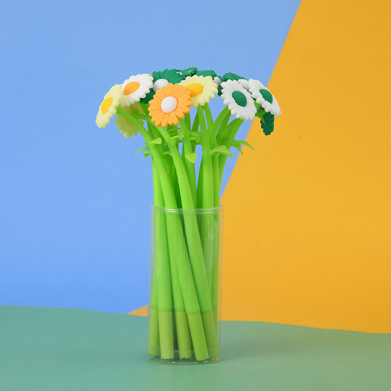 2021 nueva pluma de gel de secado rápido estudiante de dibujos animados lindo pluma de agua agradable ZF2362 pluma de silicona Daisy