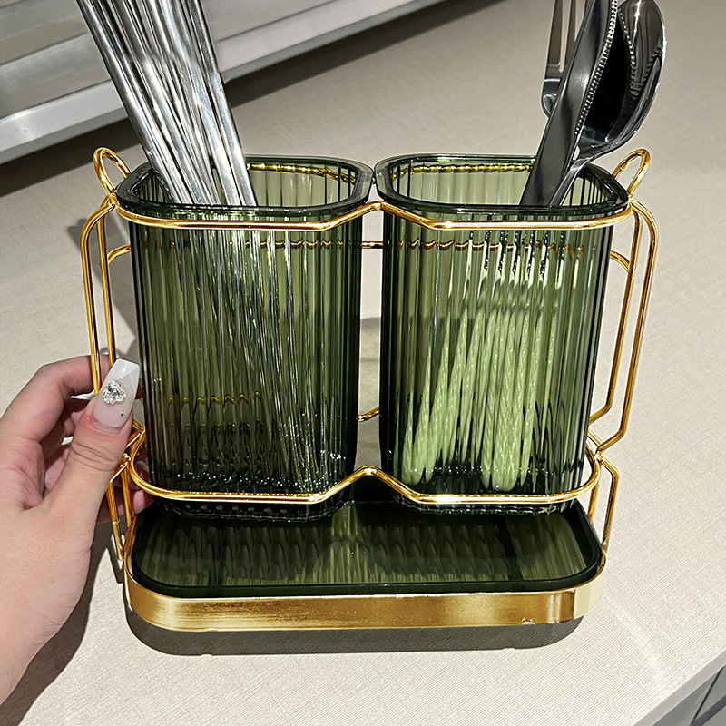 軽量高級箸収納ボックス 壁掛け式 キッチンスプーン収納ラック 家庭用 穴あけ不要 多機能箸立て 卸売|undefined