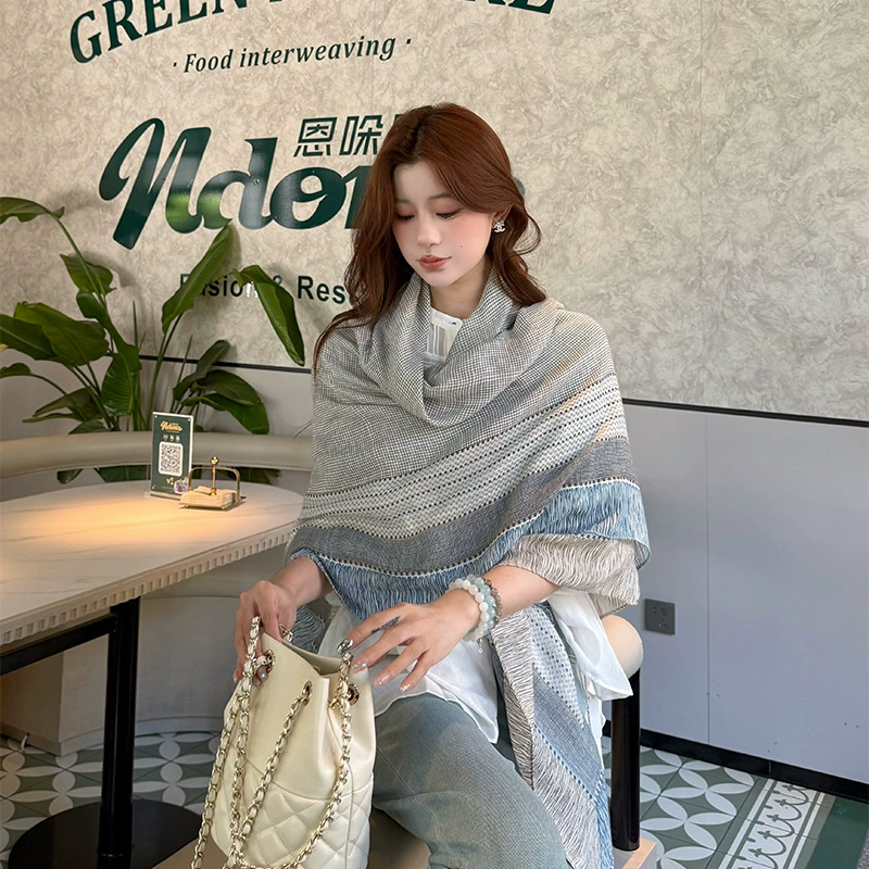 Летний модный шарф, тёплый плащ для офиса, покрывало, хлопок и лён