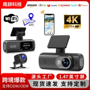 4K İkili Lensli Gecə Görüşlü, Wifi, GPS Avtomobil Videoqeydiyyatçısı