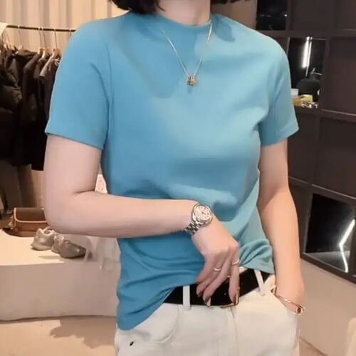 [Live hit] 2025 new Korean short-sleeved T-shirt base shirt is fashionable and all-matching fabric is soft and comfortable