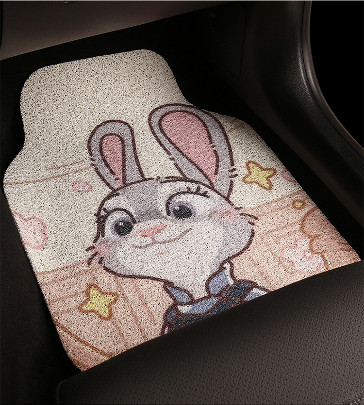 Cute Cartoon Car Floor Mat Silk Loop Single Piece High-End Car Anti-Dirty Carpet Protection Mat Thickened Universal for Girls