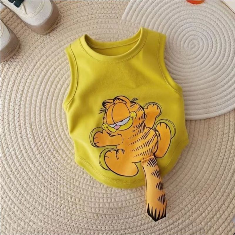 狗狗衣服夏季可爱卡通咖啡猫图立体尾巴背心博美比熊约克夏小型犬|undefined