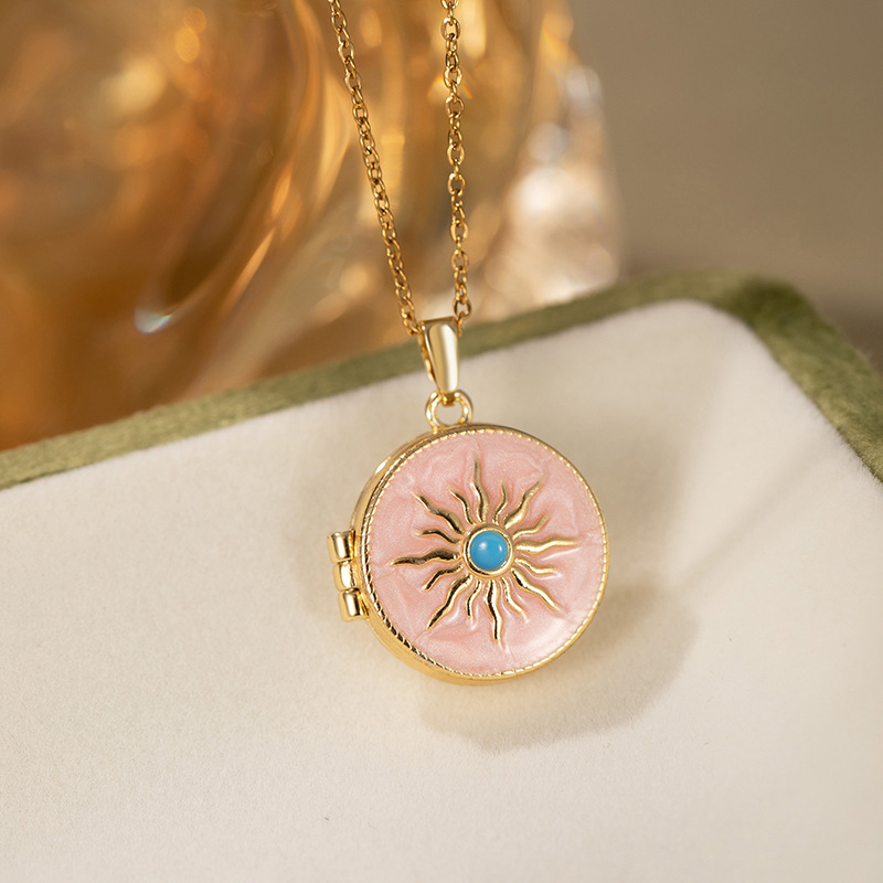 라운드 태양 목걸이-핑크