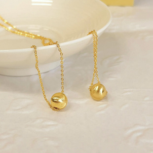 18K Gold Cat Eye Transfer Bead Pendant Au750 Color Gold Solid Non-Removable DIY Accessories for Women Simple Drainage Hot Style