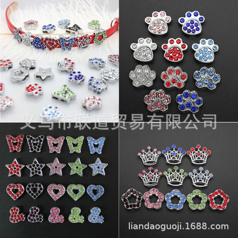 10mm single colored diamond alloy five-pointed star butterfly heart jewelry diy wristband key chain mobile phone chain accessories