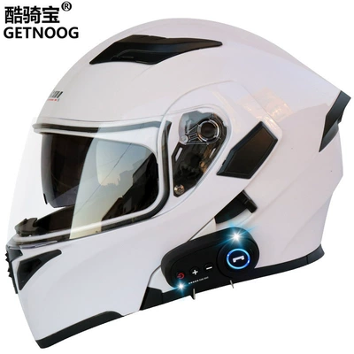 with FM, Motosiklet kaskı (dəbilqə) - white-with-k10-bluetooth-m