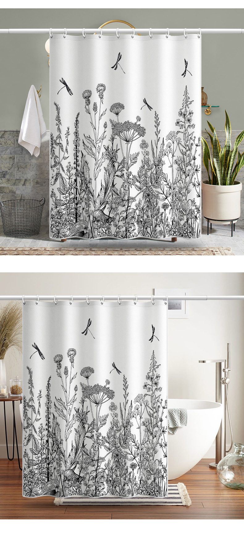 Nordischer Duschvorhang Wald Und Berg Design Wasserdicht_voghion.com