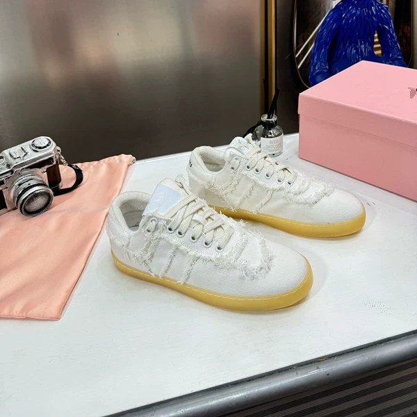 Miu Home этические туфли 2025 новый бахрома джинсовый холст