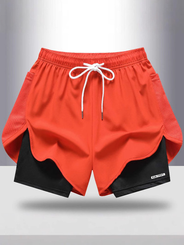 [European Code] Summer fake two-piece sweatpants for men and women's quick-drying outdoor running pants for men's breathable simple casual