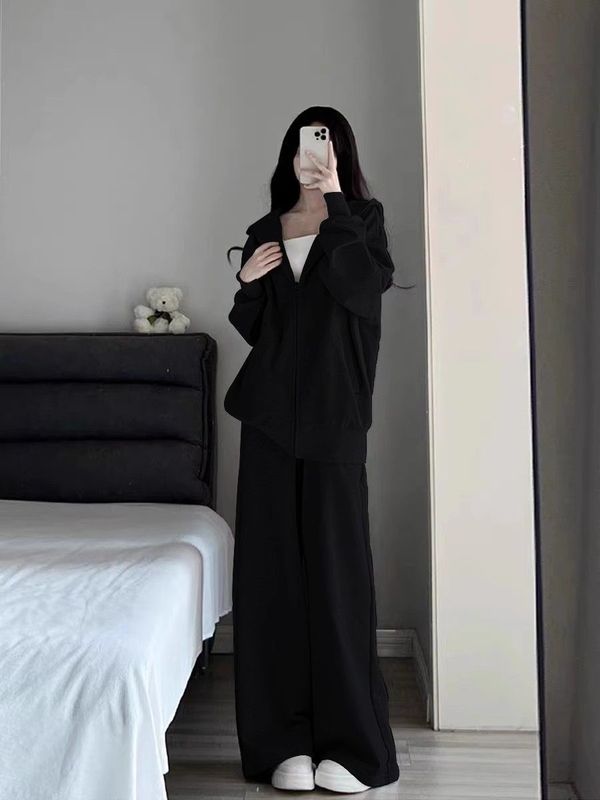 大码秋季运动服休闲套装女时尚洋气显瘦卫衣穿搭一整套胖mm300斤|undefined