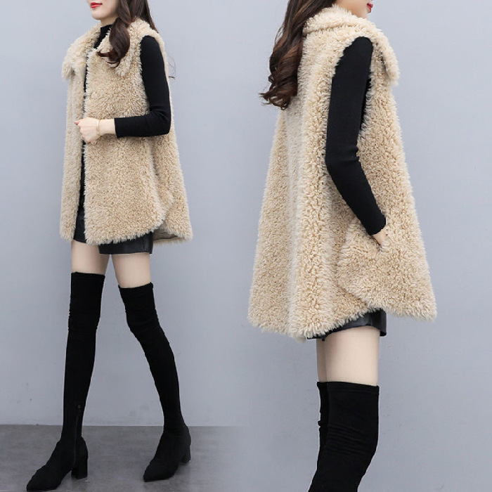 Nuevo estilo coreano suelta fleece color sólido Top para mujeres moda Chaleco de moda de felpa de doble cara para mujer 2024 Otoño e Invierno