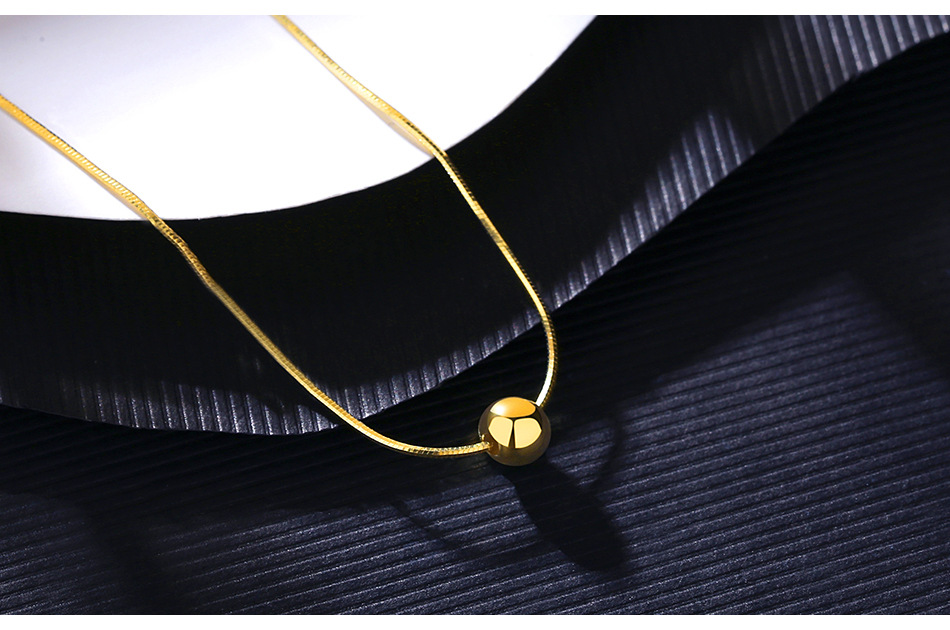 Collar De Acero Titanio Con Bola De Oro Plateado S925 display picture 4