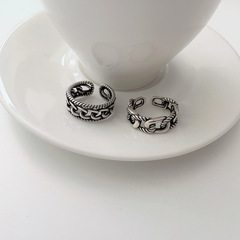 Lan Zhi Retro 925 Silver Ring for Women, Non-Fading, Unique Punk Accessory, Open Design Ring for Men, Wholesale