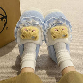 2024年新款家居棉拖鞋女士冬季保暖厚底情侣室内防滑月子鞋秋冬款