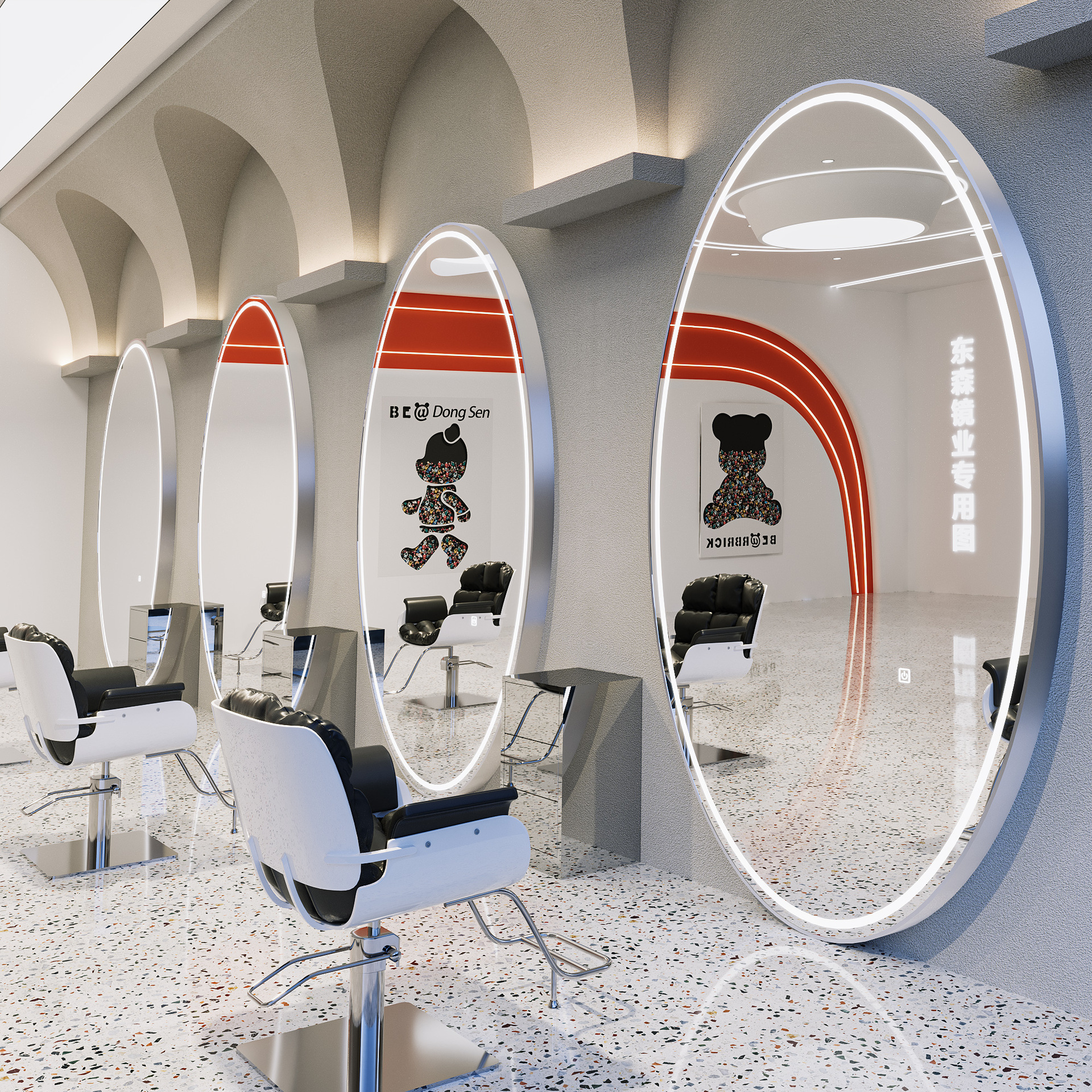 Espejo de peluquería con lámpara de línea para salón de peluquería, espejo de corte de pelo, espejo de pared, espejo de peluquería