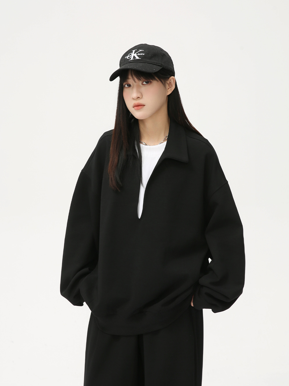 MTLCLOTHES Hombres| Coreano sólido minimalista estilo deportivo casual diario V-collar suelto conjunto versátil