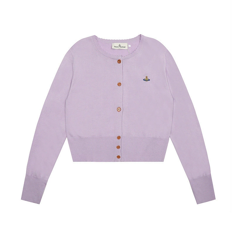 Кардиган (Vivienne Westwood) с вышитым Сатурном, шерстяной вязаный с кружевной отделкой
