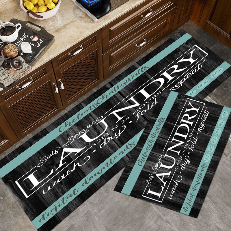 Transfronterizos letras americanas alfombra de terciopelo de cristal fácil de cuidar cocina dos piezas conjuntos de alfombra de suelo resistente al desgaste se puede cortar image 12