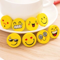 Cute smiling cartoon round eraser for kindergarten children, prize gift eraser set, wholesale