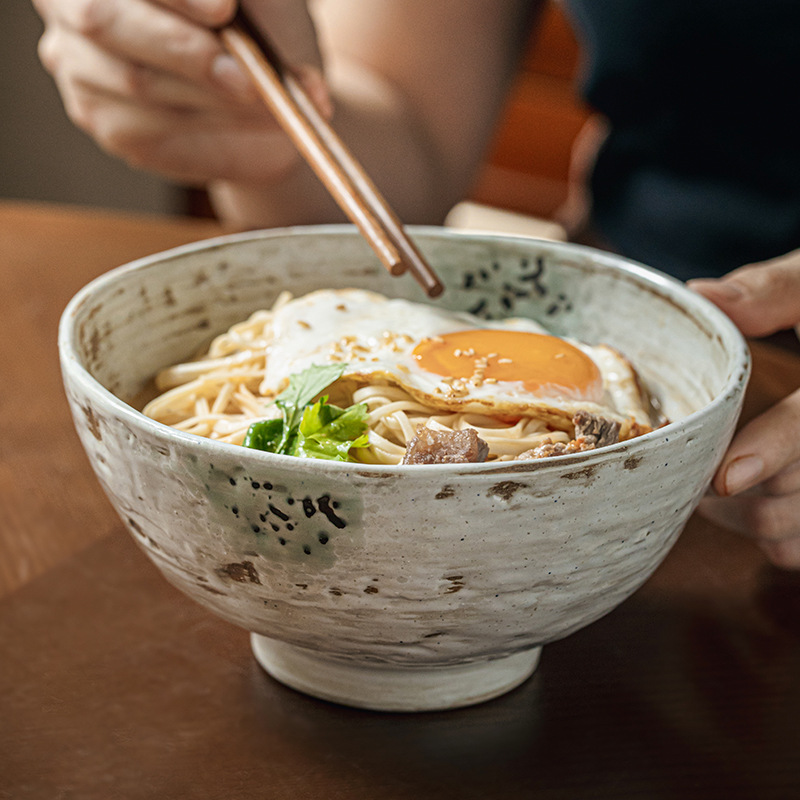Koike Wabian Jifeng Nostálgico Cuenco de cerámica Cuenco de fideos gruesos Cuenco de arroz Vajilla retro Exportación transfronteriza